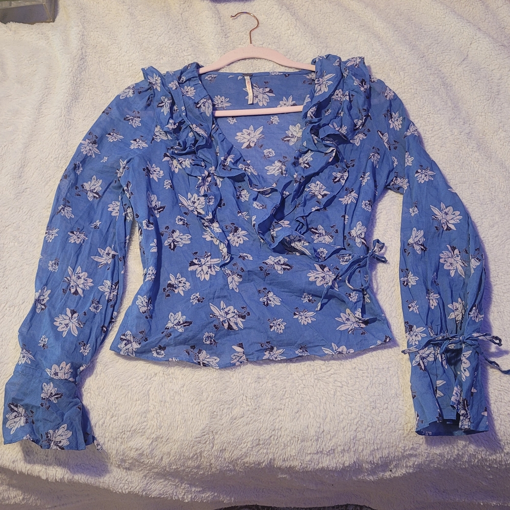 Free People Blue Floral Blouse